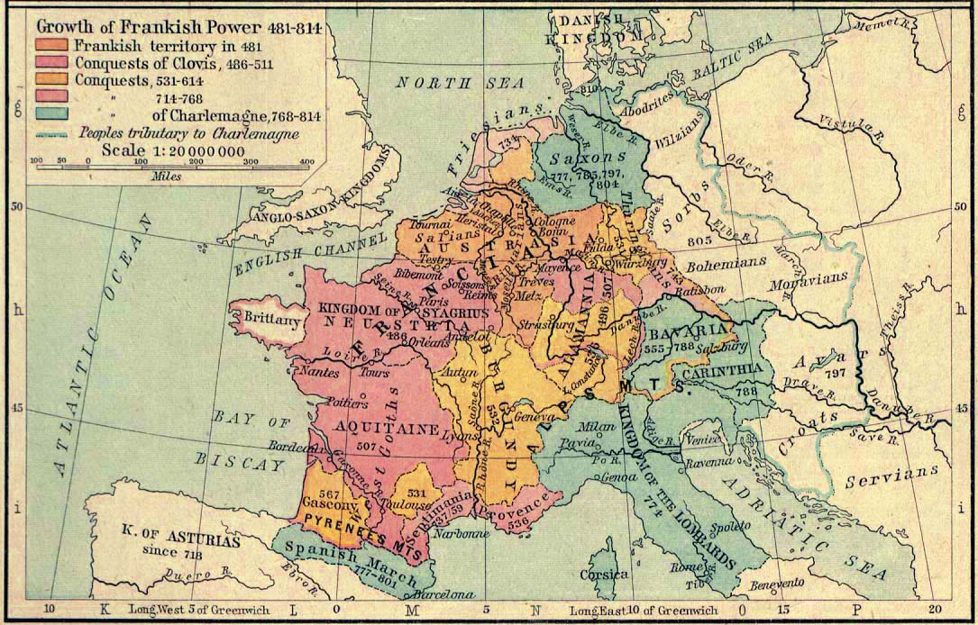 Map of the Growth of Frankish Power 481-814