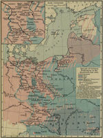 Spread of German Settlements to the Eastward, 800-1400. Inset: The March of Lusatia.