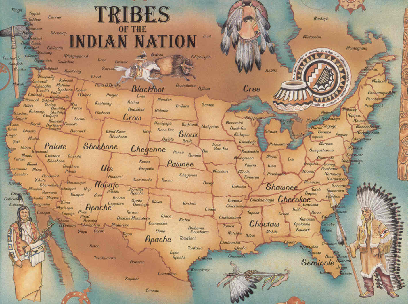 US Map Of The Native American Tribes