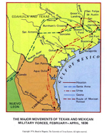 Texas Revolution 1835-1836 - The Major Movements of Texan and Mexican Military Forces, February - April, 1836
