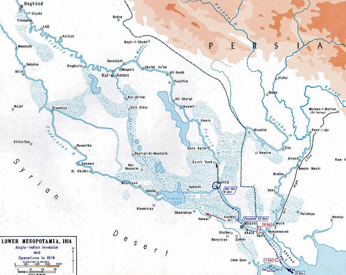Map of WWI: Mesopotamia 1914