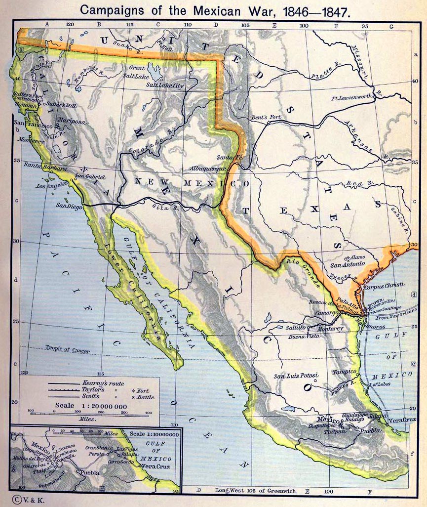 Map of the Mexican War: Campaigns 1846-1847