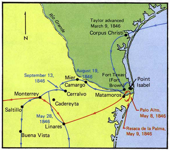 Map of the Mexican War: Taylor's Campaign 1846-1847