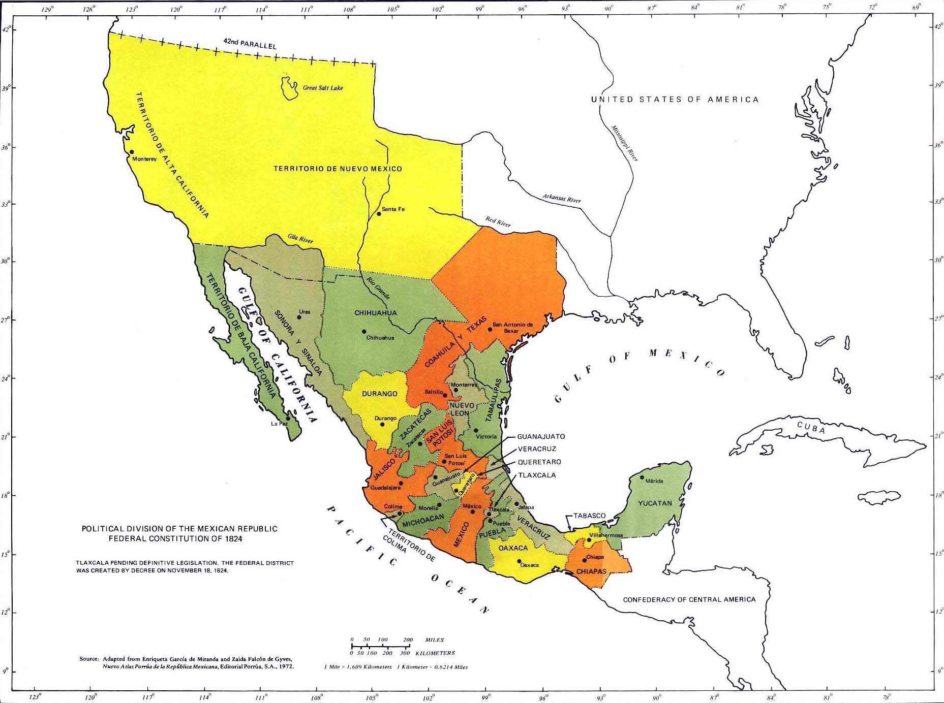 Mexico - Political Division of the Mexican Republic Federal Constitution of 1824