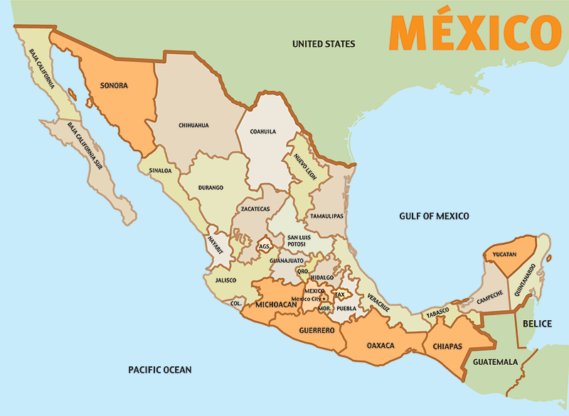 Map of Mexico and its States 2008