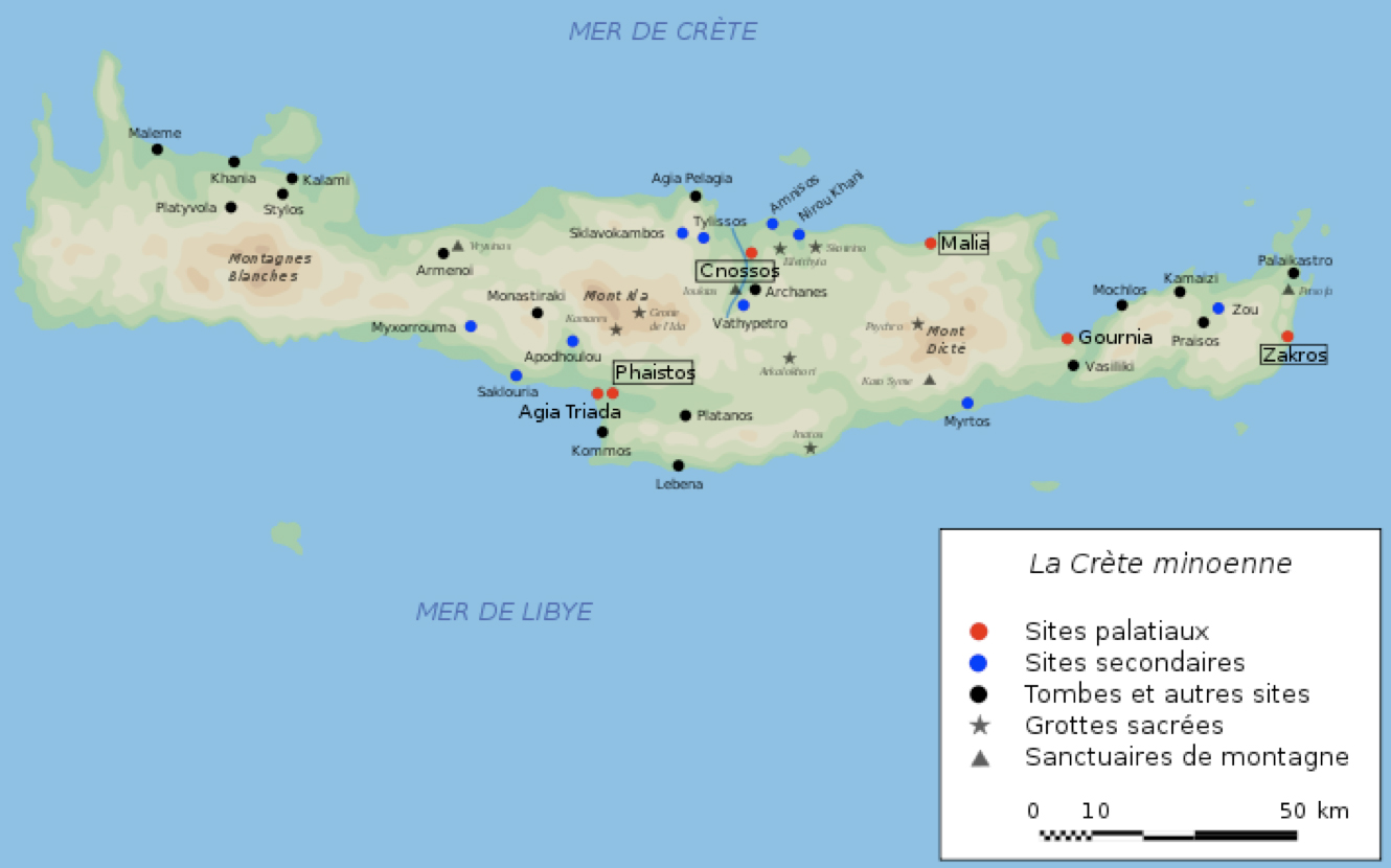 Historical Map of Minoan Crete.