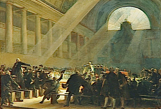 Mirabeau Vs. Dreux-Breze Smackdown, Oil on canvas by A.E. Fragonard