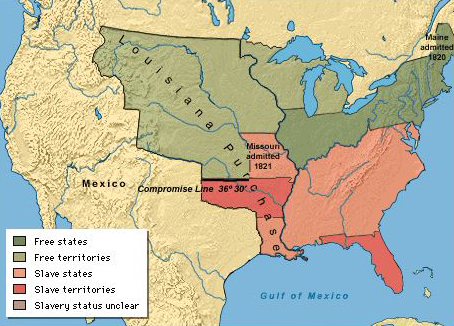 Map of the United States AFTER the Missouri Compromise of 1820 - University of Oregon