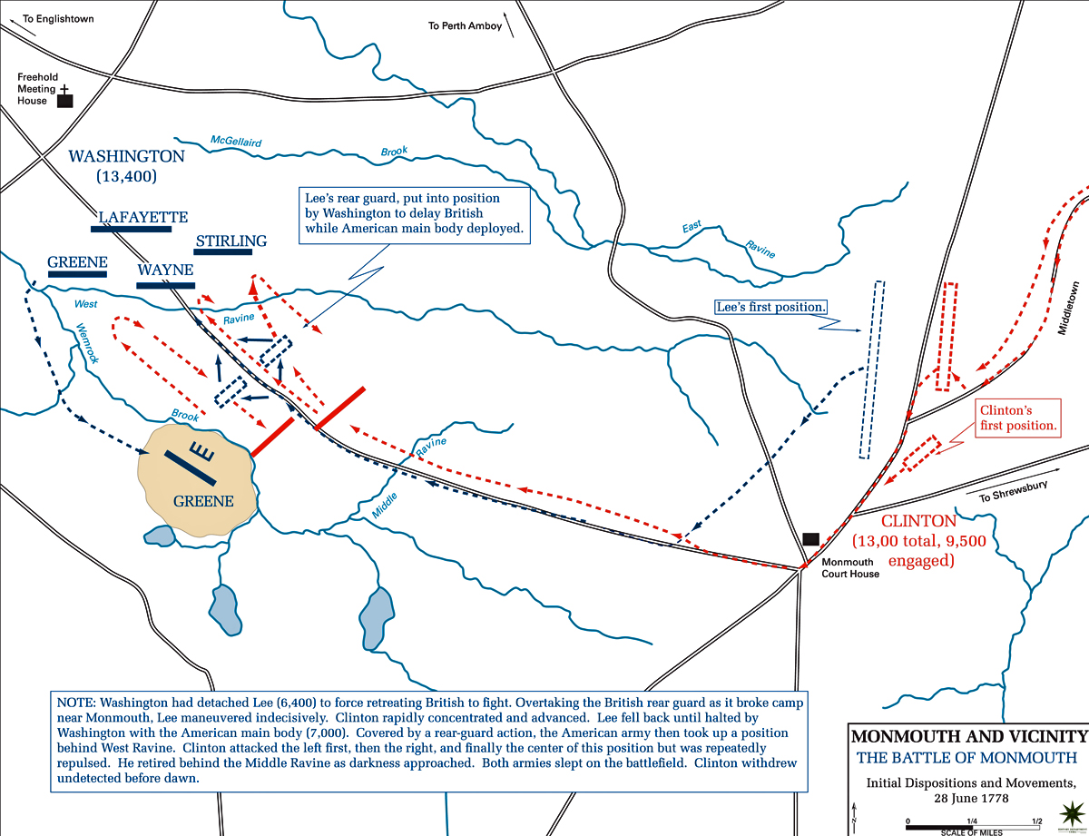 Map of the Battle of Monmouth - June 28, 1778