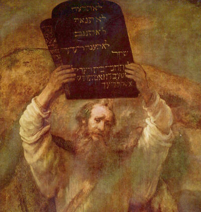 Moses Ready to Smash - Rembrandt Painting