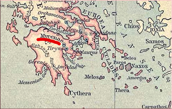 Map Location of Ancient Mycenae