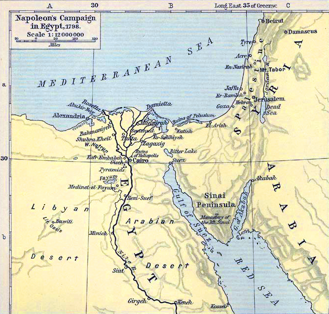Map of Napoleon's Campaign in Egypt, 1798