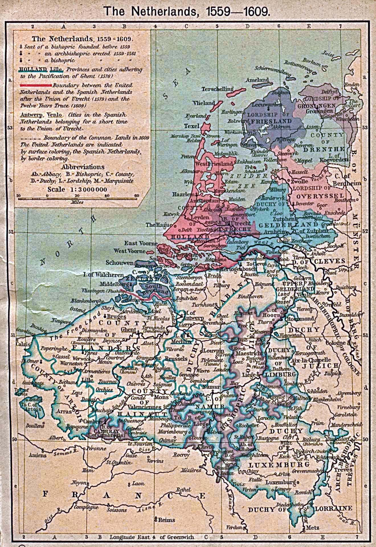 Map of the Netherlands 1559-1609