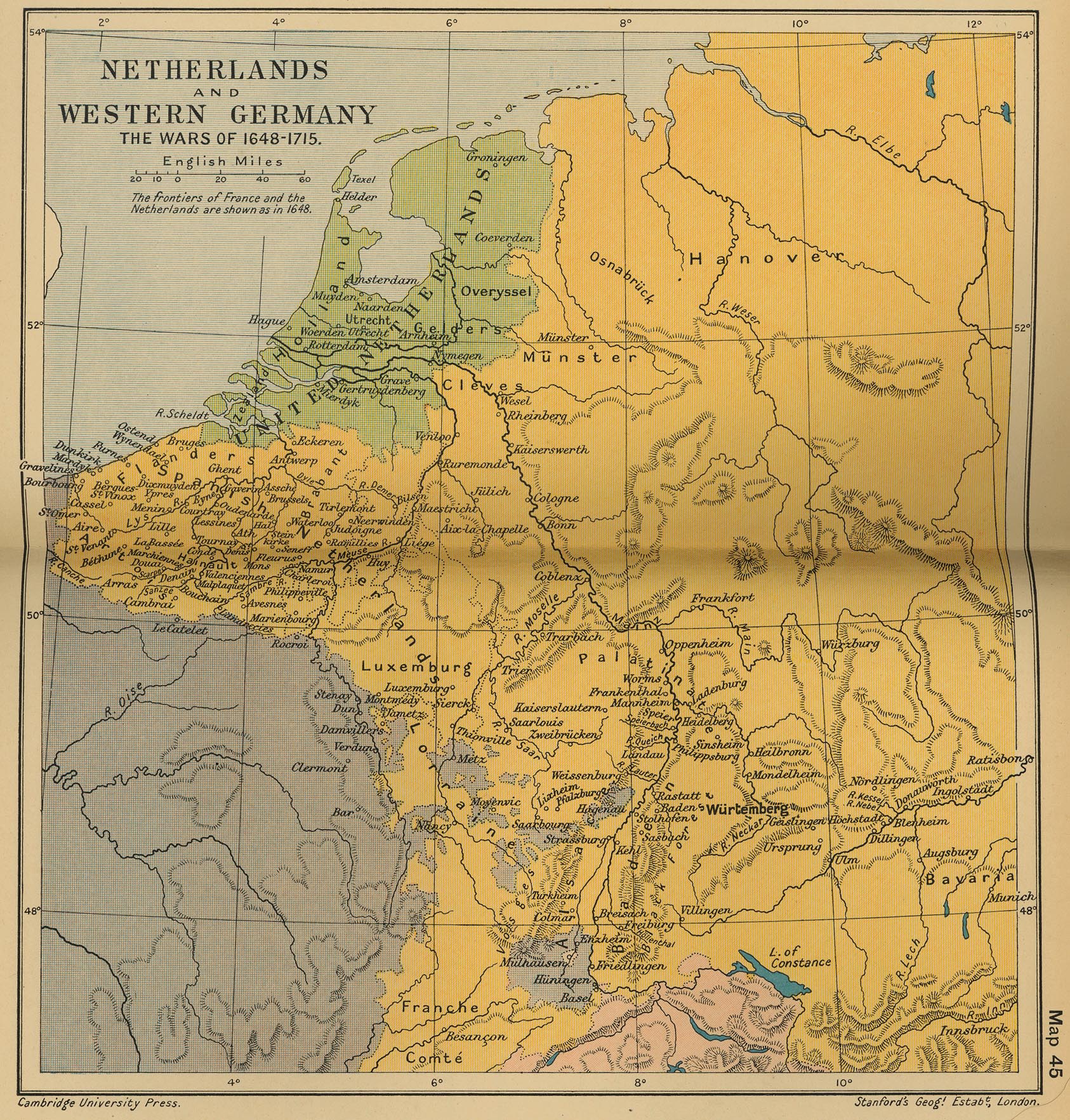 Map of the Netherlands and Western Germany 1648-1715