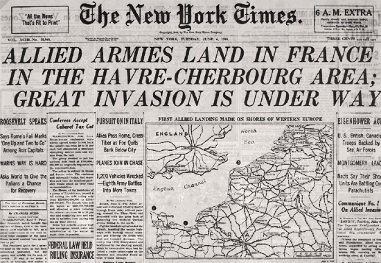 THE NEW YORK TIMES - JUNE 6, 1944, 6 A.M. D-DAY EDITION