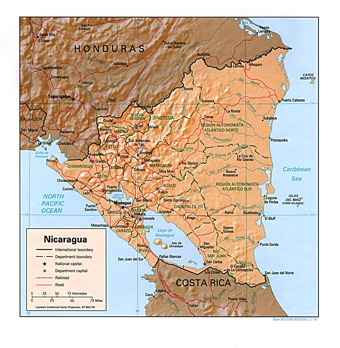 Map of Nicaragua 1997