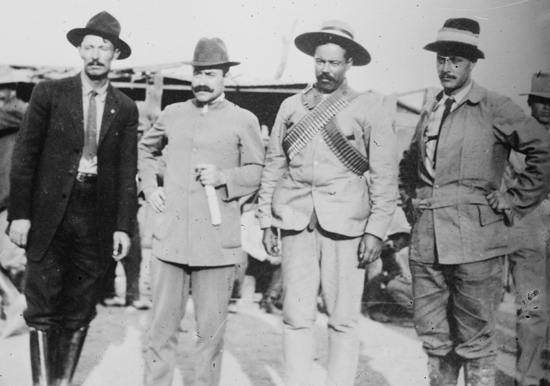 Left to right: PASCUAL OROZCO, OSCAR BRANIFF, PANCHO VILLA, GIUSEPPE GARIBALDI