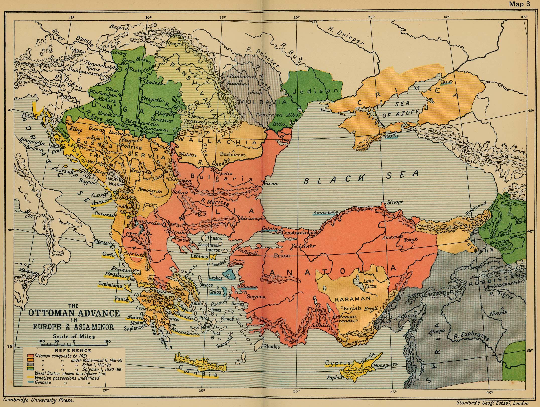 Map of the Ottoman Advance in Europe and Asia Minor