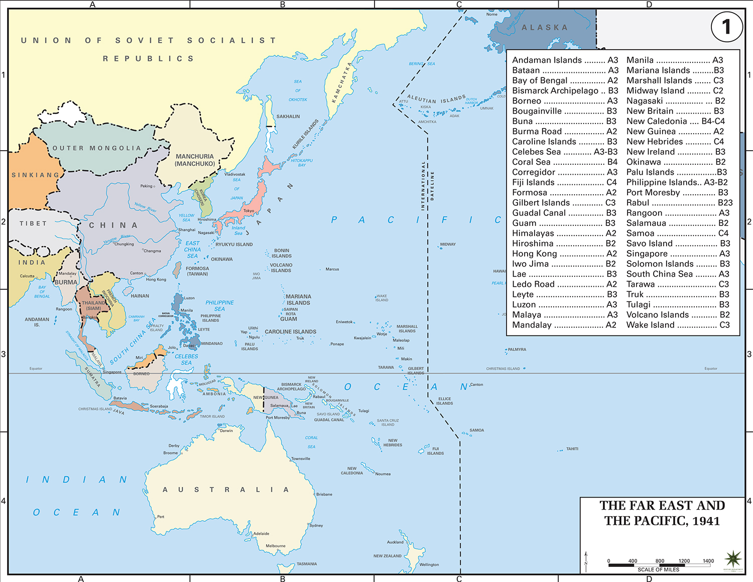 History Map of WWII: The Far East and the Pacific 1941