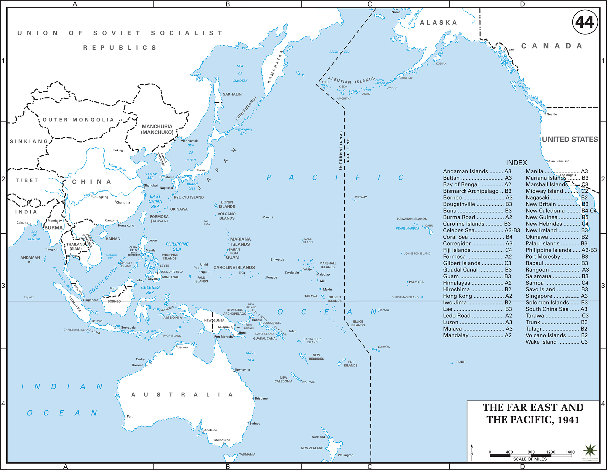 Map of WWII The Far East and the Pacific 1941