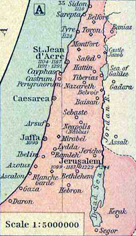 Map of Palestine 1187 AD