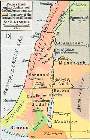 Map of Palestine 1250-1125 BC