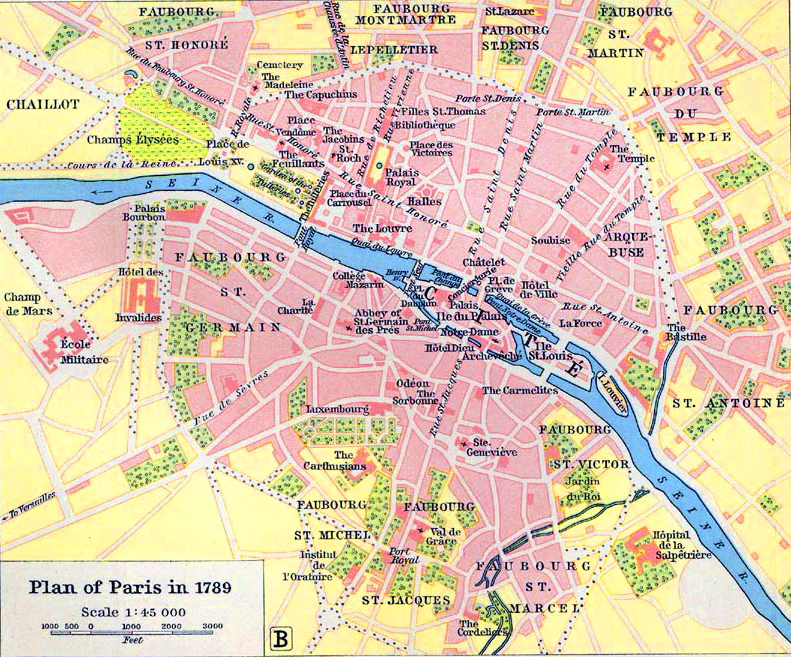 Map of Paris in 1789