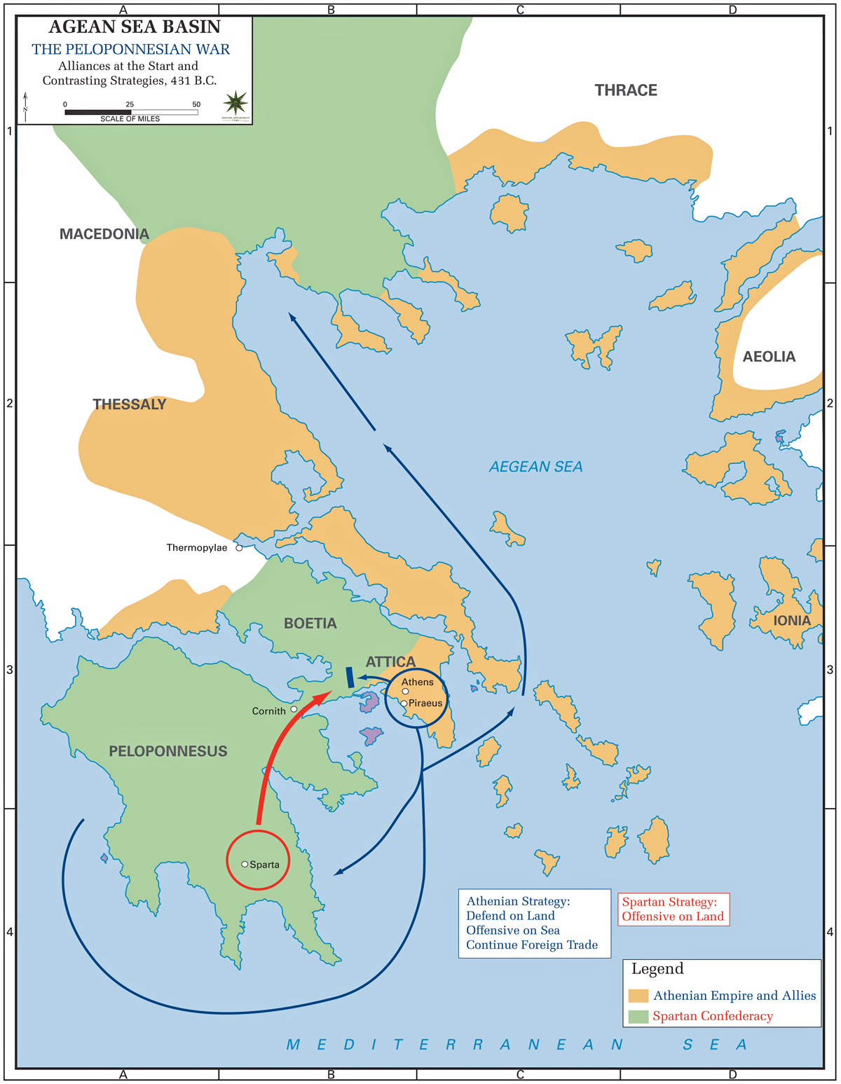 Map of the Peloponnesian War: Alliances 431 BC