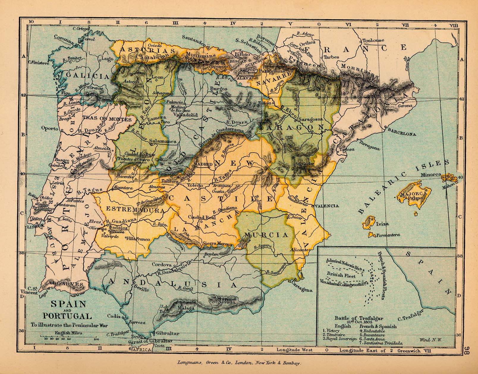 Map of Spain & Portugal 1808 - 1814