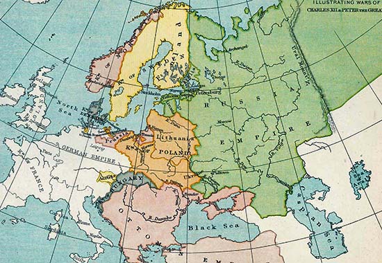 Map Illustrating the Wars of Charles XII and Peter the Great