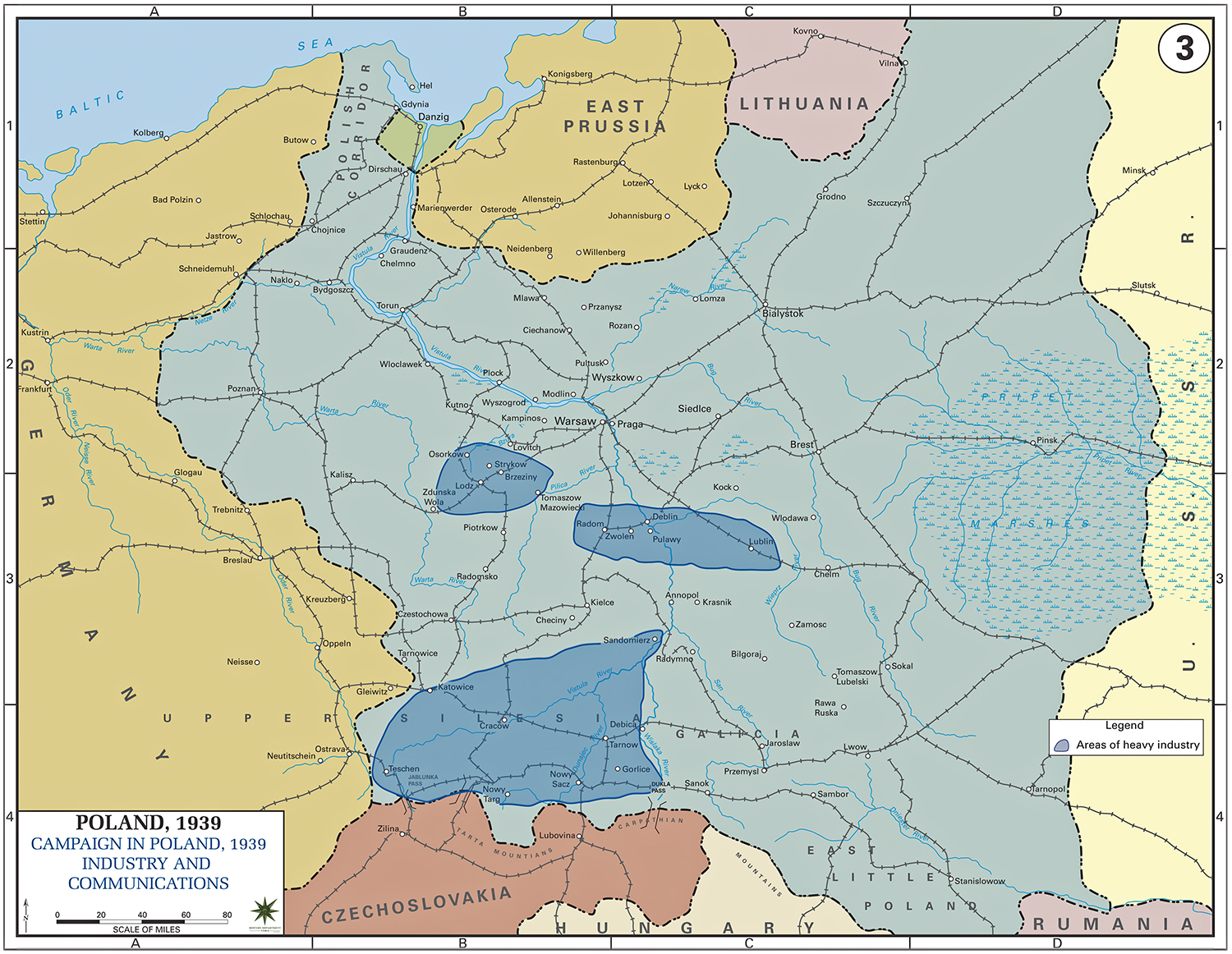 History Map of WWII: Campaign in Poland, Industry and Communications, 1939