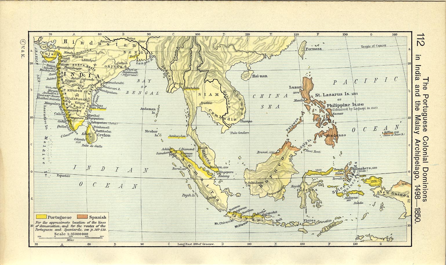 Map of the Portuguese Colonial Dominions in India and the Malay Archipelago, 1498-1850