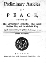Preliminary Articles of Peace - Fontainebleau, November 3, 1762