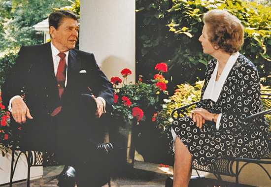 HAPPIER DAYS - REAGAN AND THATCHER AT THE WHITE HOUSE IN 1987