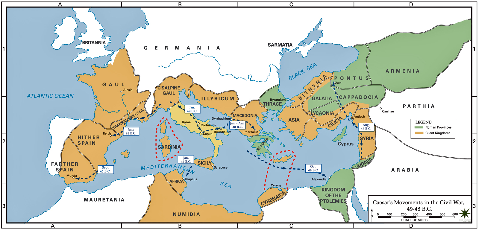 Map of the Roman Civil War 49-45 BC