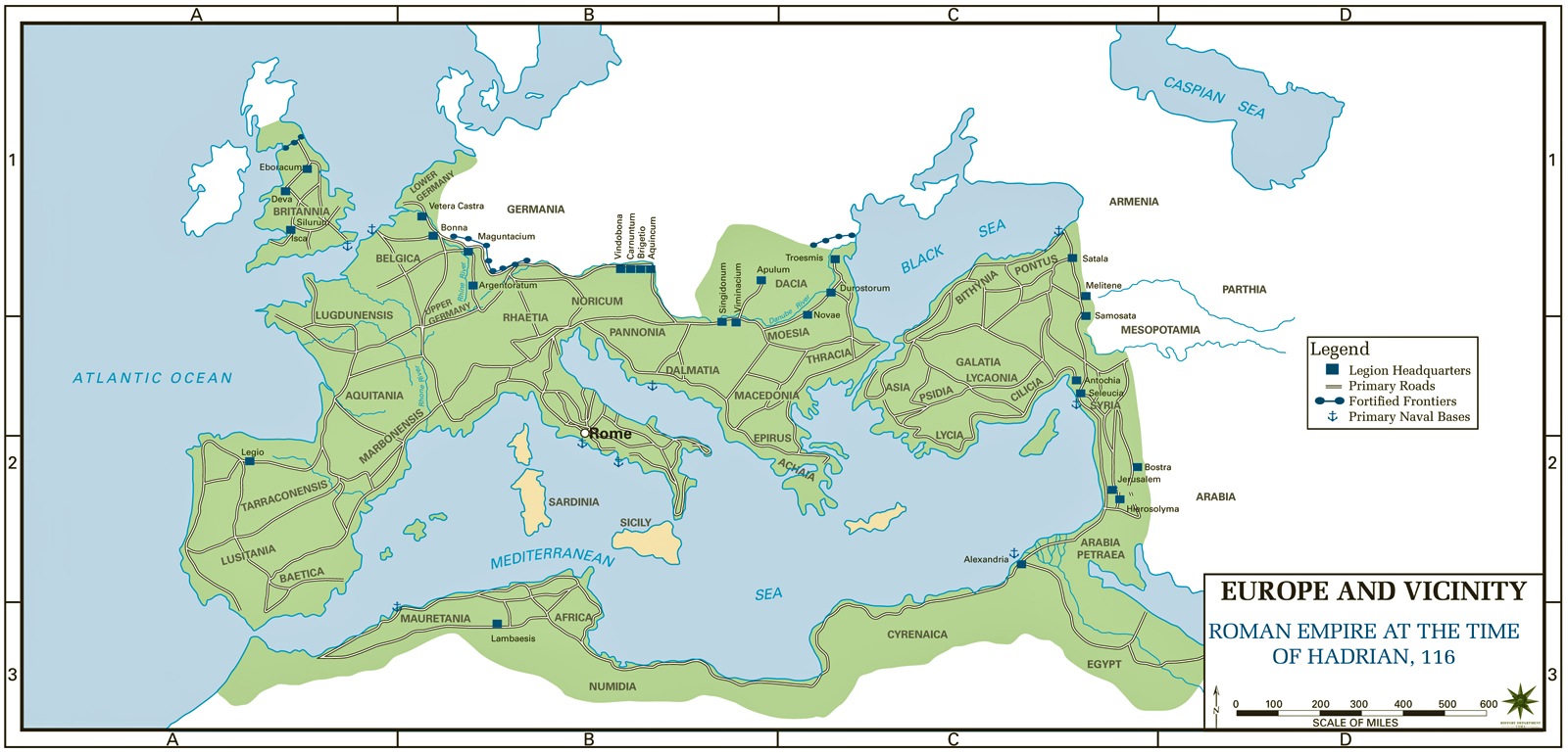 Map of the Roman Empire AD 117