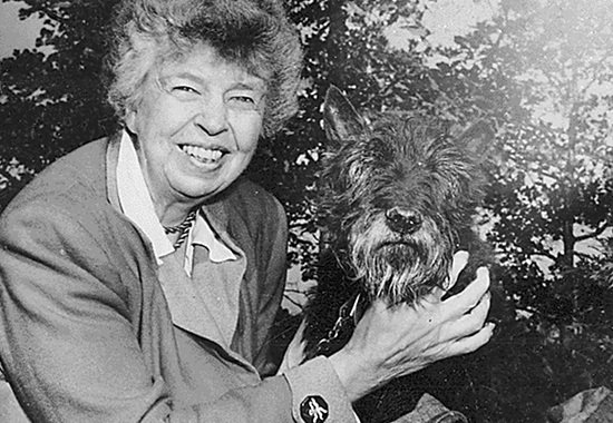 ELEANOR ROOSEVELT AND FALA, AT VAL-KILL, HYDE PARK, N.Y. - 1951