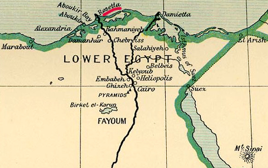 Map Location of Rosetta, Egypt in 1798