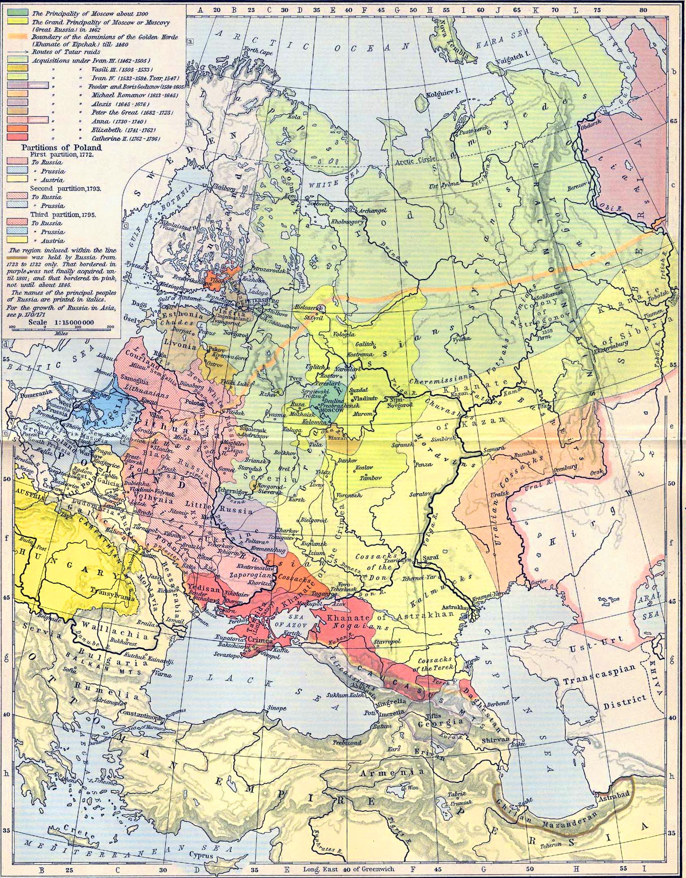 Map of the Growth of Russia in Europe, 1300-1796