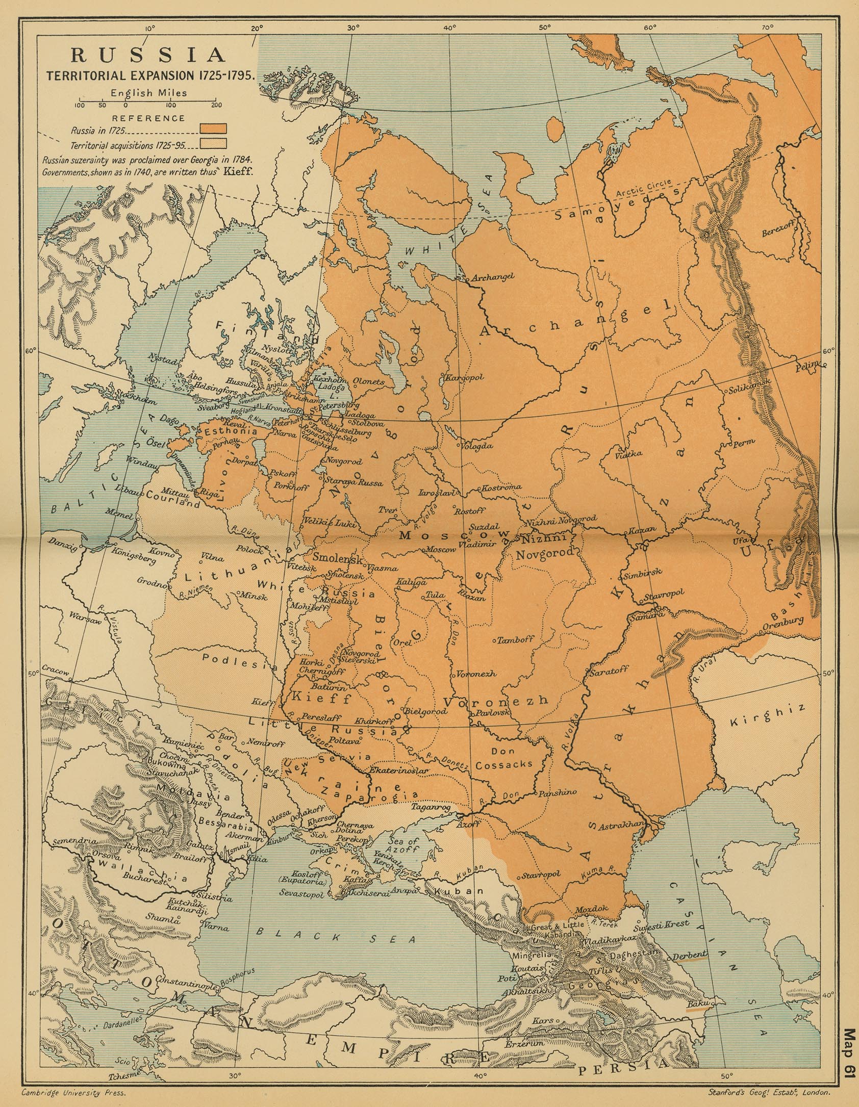 Map of Russia 1725-1795