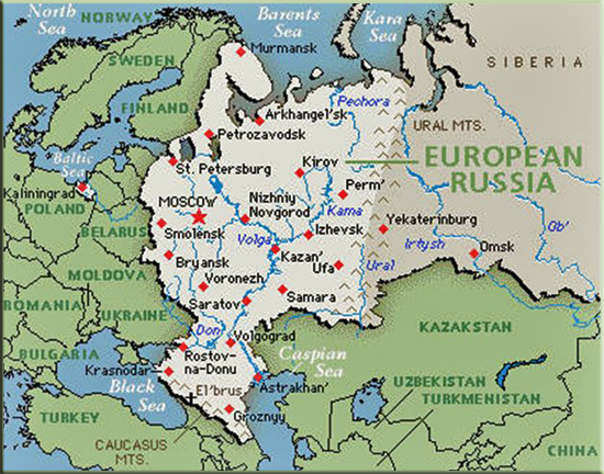 MAP OF EUROPEAN RUSSIA