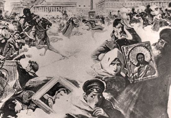 Russian Revolution 1905 - Bloody Sunday in Saint Petersburg, Russia - January 22, 1905