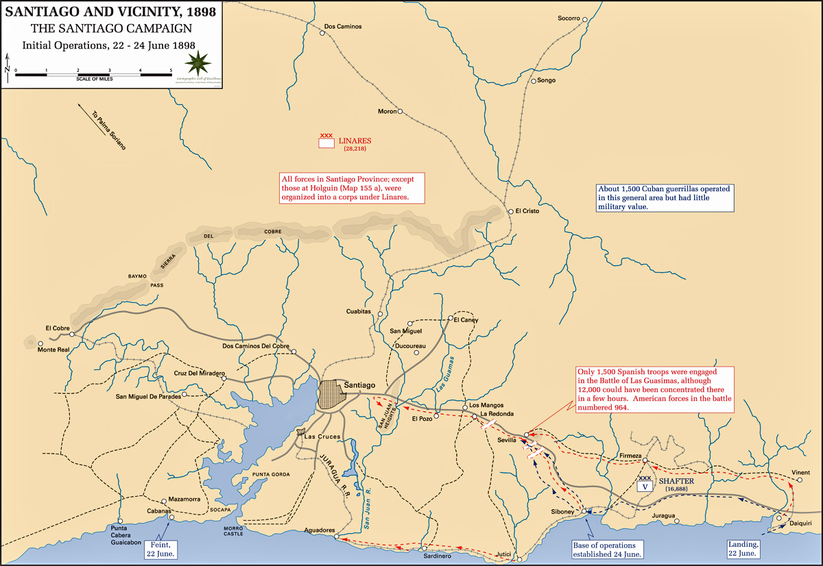 Map of the Santiago Campaign: June 22-24, 1898