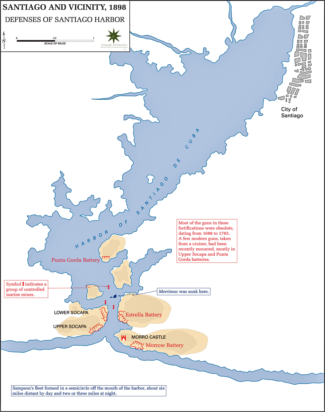 Map of the Spanish-American War: Santiago Harbor