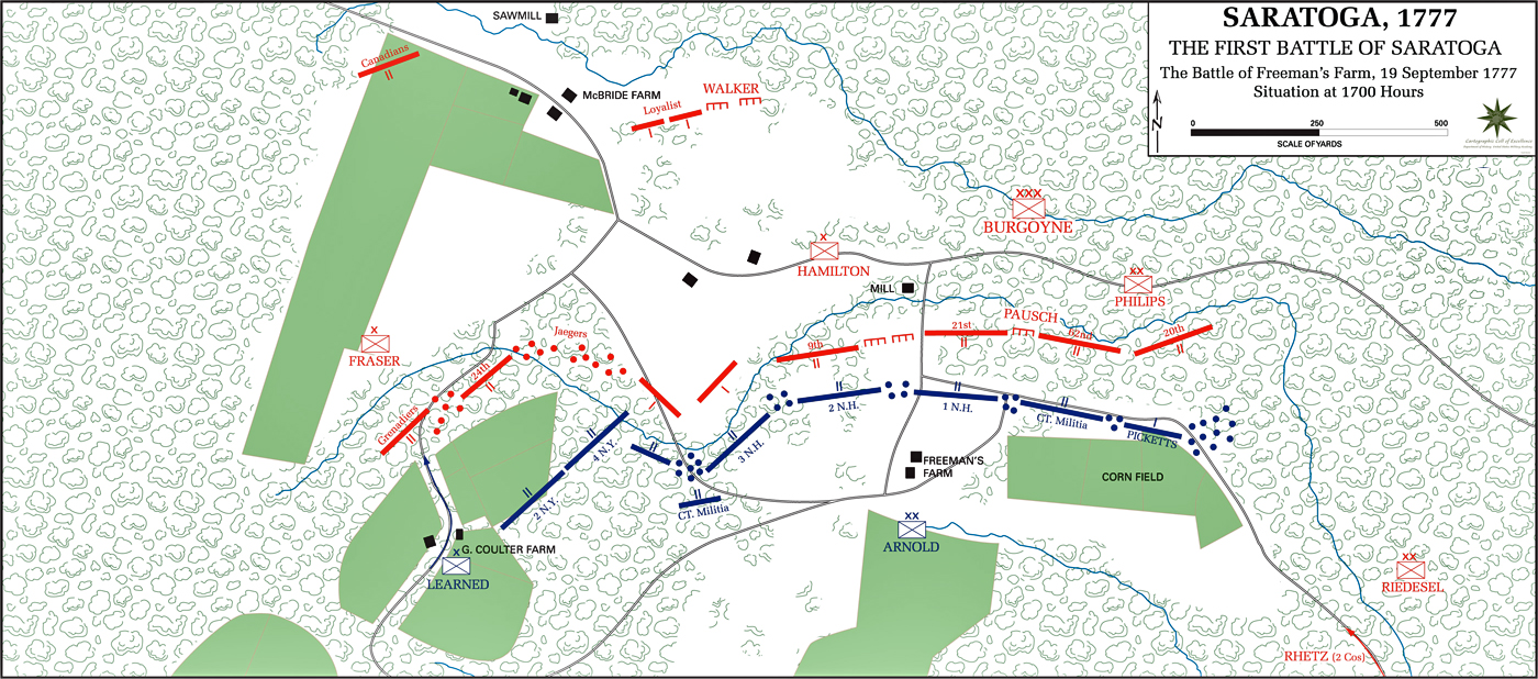Map of the First Battle of Saratoga at 1700 Hours - September 19, 1777