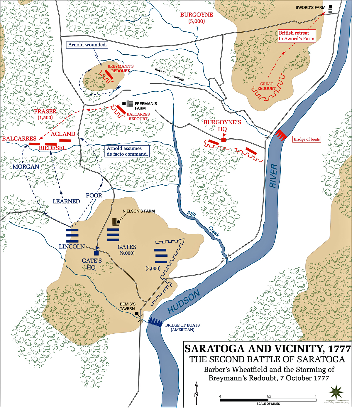 Map of the Second Battle of Saratoga - October 7, 1777