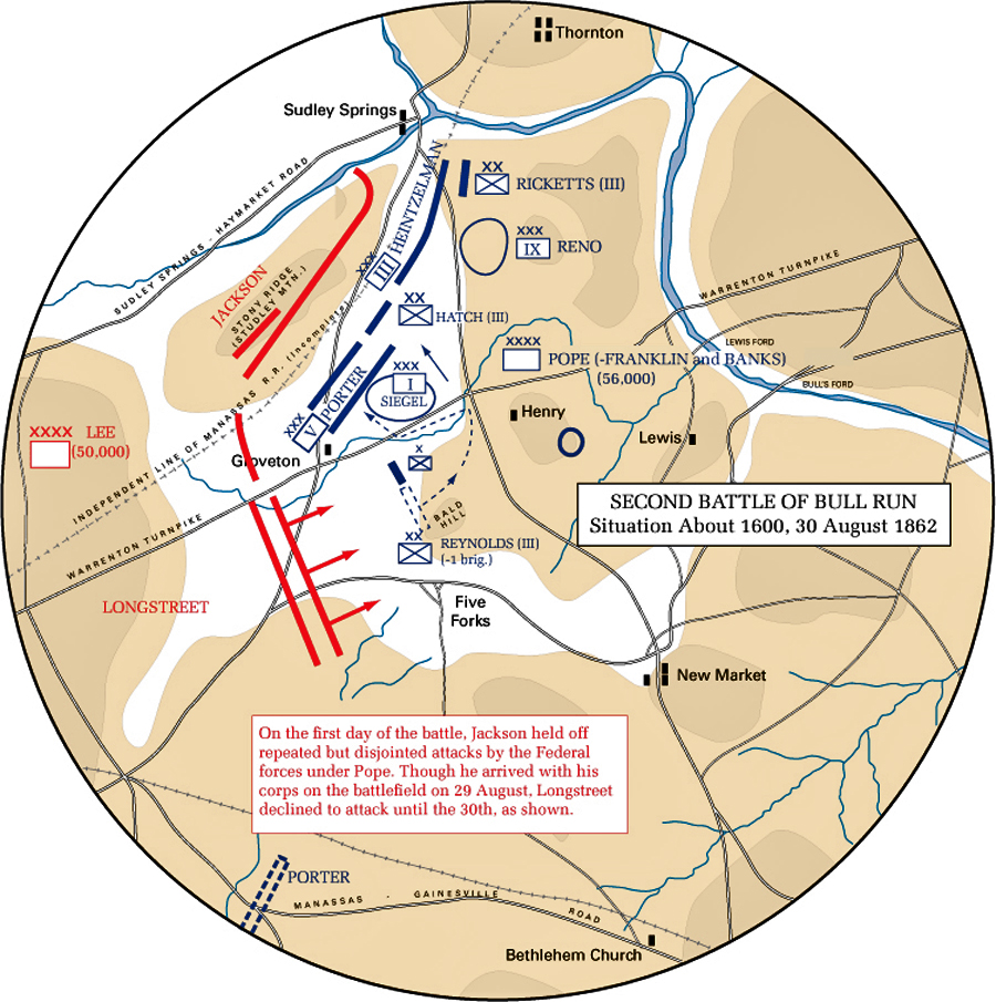 Map of the Second Battle of Bull Run - August 30, 1862