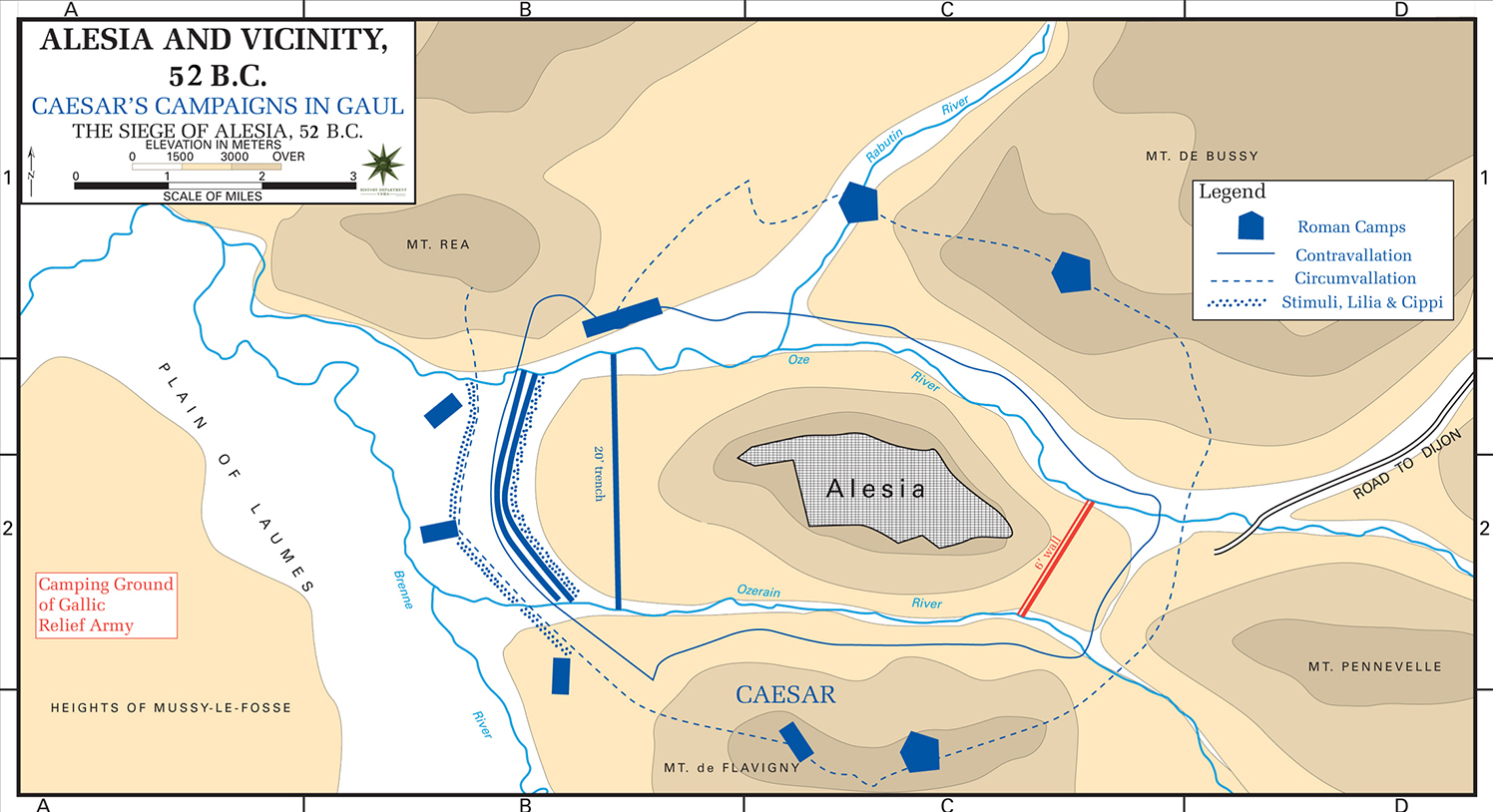 Map of the Siege of Alesia 52 BC
