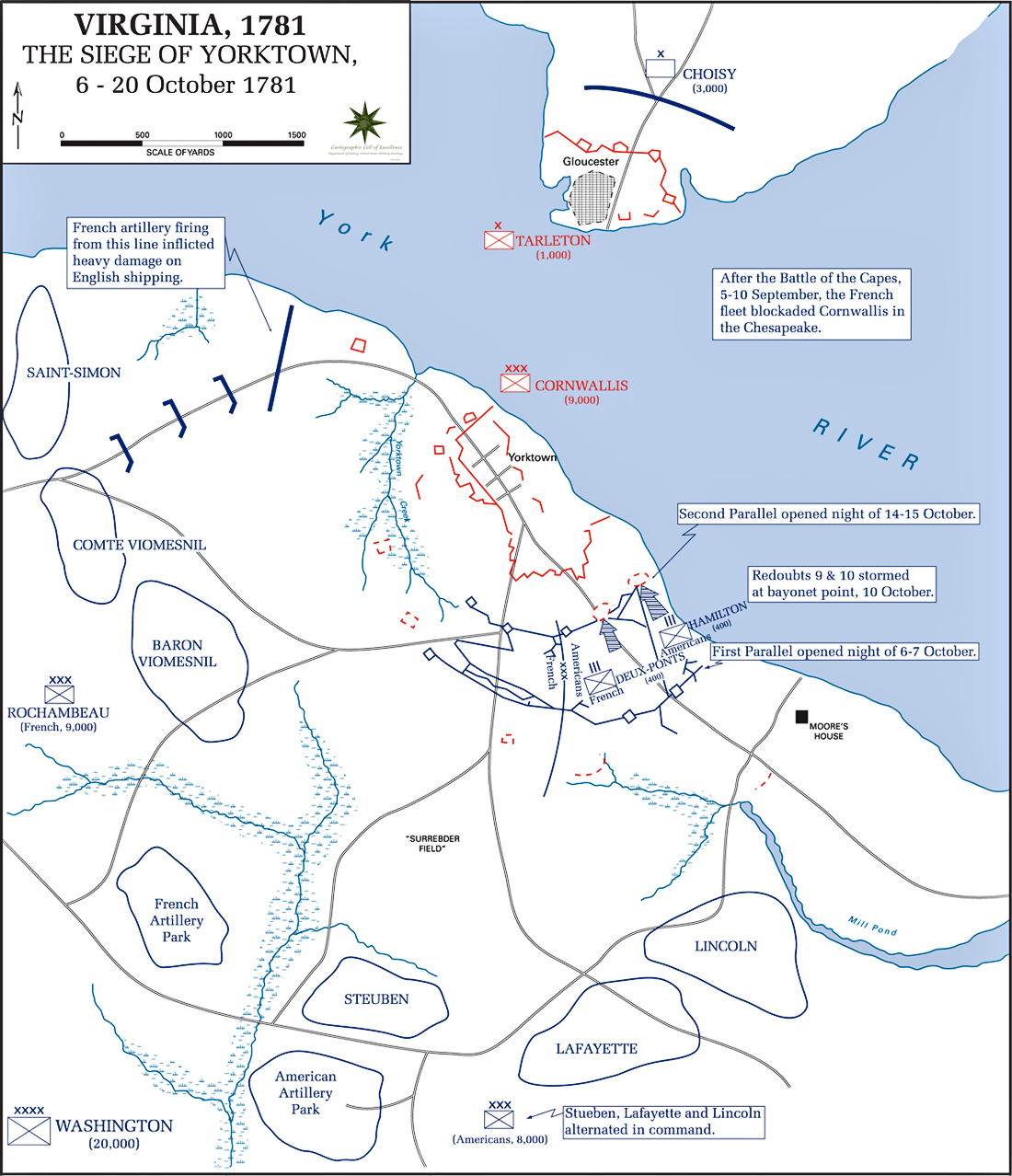 Map of the Siege of Yorktown - September 28-October 19, 1781