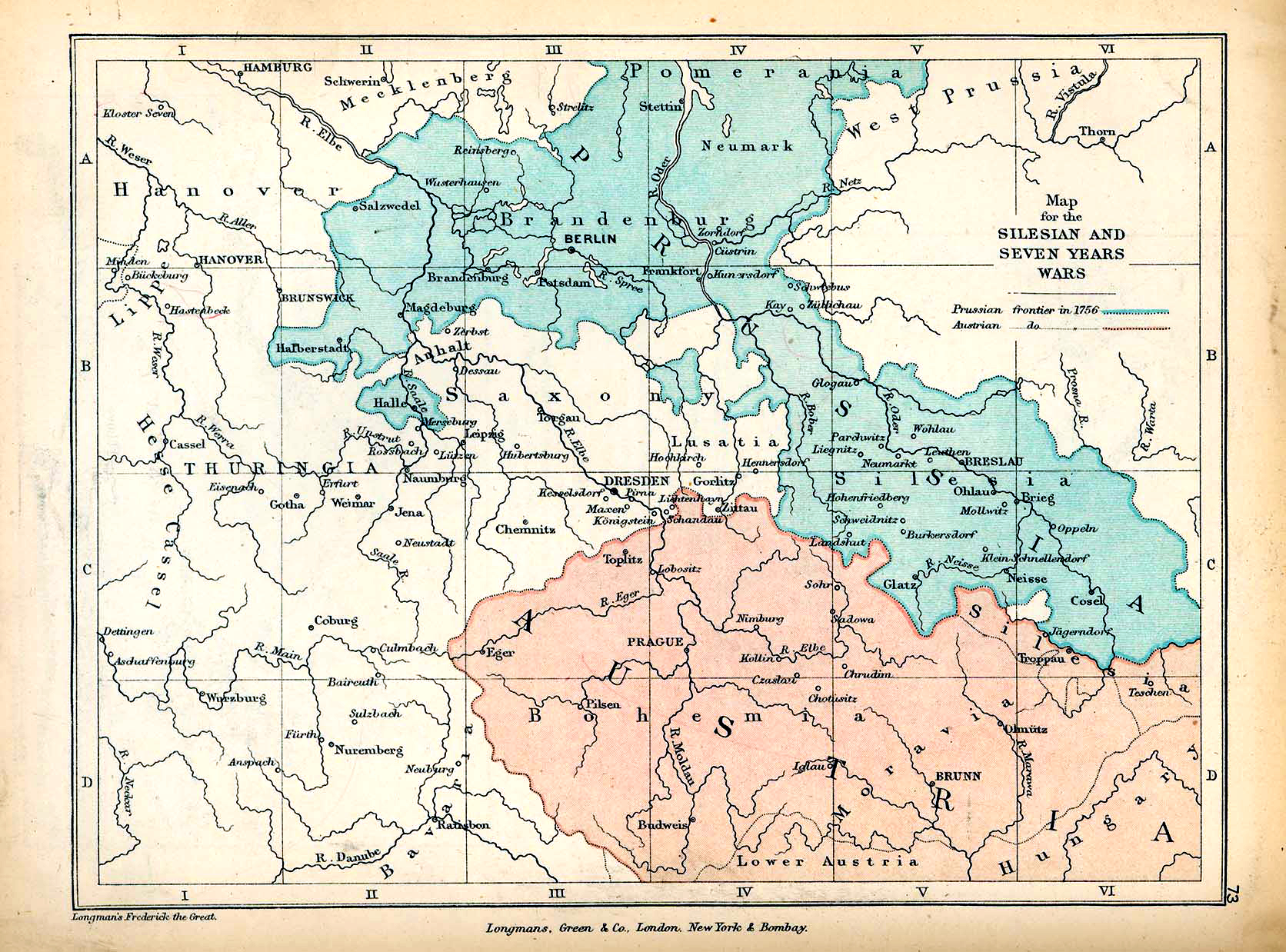 Map of the Silesian Wars and the Seven Years' War